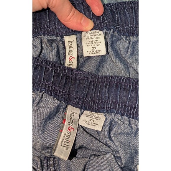 Hasting & Smith Shorts 2X Womens Blue Chambray Pull On Drawstring Waist Lot of 2 - Picture 8 of 8